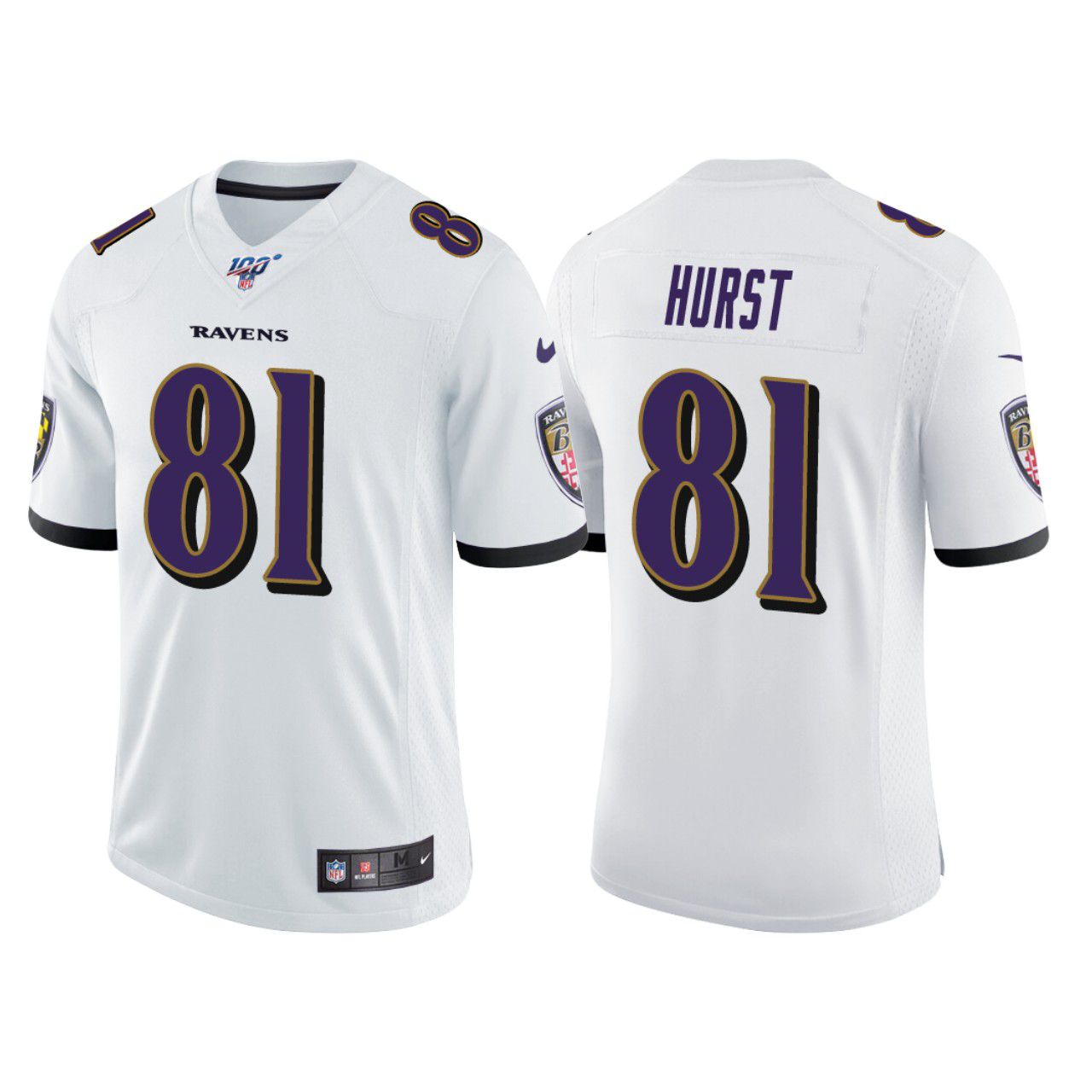 Men Baltimore Ravens 81 Hayden Hurst Nike White Limited NFL Jersey